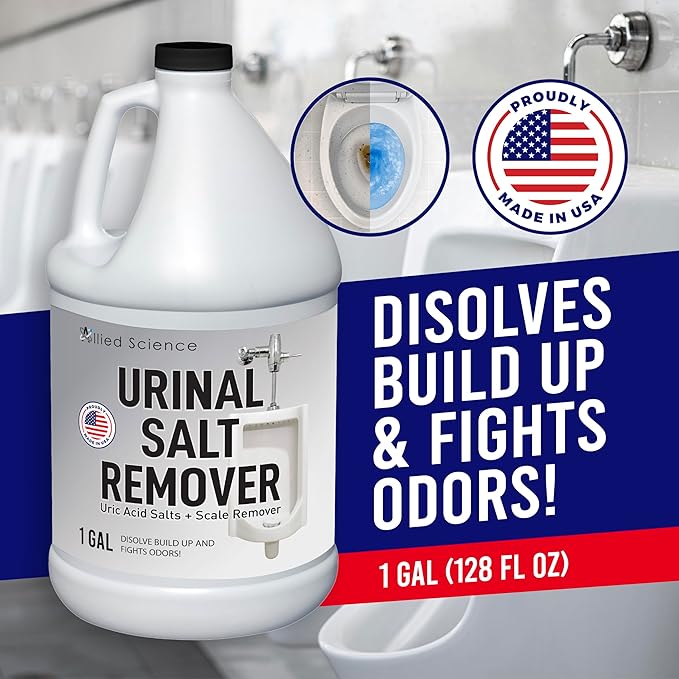 Allied Science Urinal Salt Remover - Uric Acid Salts Scale Remover Unclogs Urinals and Removes Uric Acid Odors - 1 Gallon / 128 fl oz