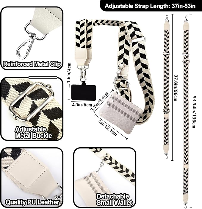 XANGNIER Clip and Go Strap for Phone with Wallet Crossbody, Phone Strap with Zippered Wallet, Adjustable Anti-Theft Cellphone Lanyard for Women, Cellphone Chain Accessories, Multicolor 4