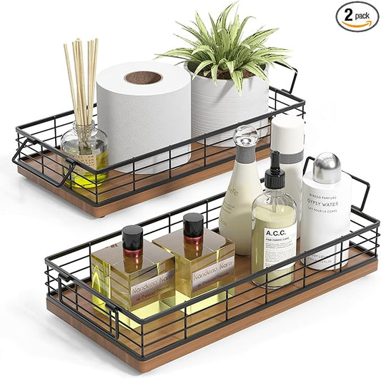 Toilet Paper Basket, 2PCS 13 Inch Bathroom Tank Tray Top of Toilet Storage Toiletries Organizer for Bathroom, Living Room and Kitchen