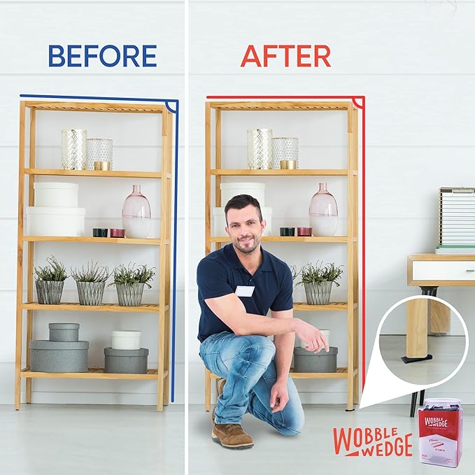 Wobble Wedges Flexible Plastic Shims - Leveling Shims for Home Improvement, Furniture Levelers, Table, and Toilet for Leveling - Made in USA Plastic Wedges Shim for Appliances (Black, 300-Pack)