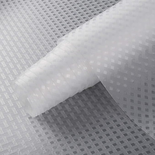 HooTown Refrigerator, Fridge, Shelf Liner and Drawer Mats 17.5 Inch Wide x 196.8 Inch Long, Non Slip EVA Plastic Washable Waterproof Pads for Kitchen Cabinet, Pantry Closet, Cupboard, Transparent