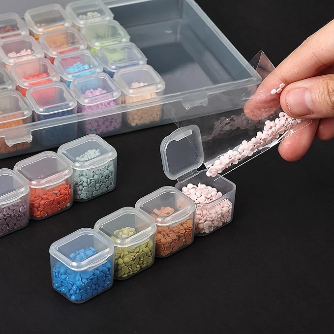 Mr. Pen-Bead Storage Containers, 28 Grids, 2 Pack, Grey, 160pcs Label Stickers, Bead Organizer, Craft Organizers and Storage, Containers for Organizing, Box (NIWL056M311)