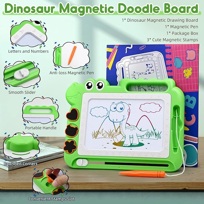 AiTuiTui Magnetic Drawing Board Toddler Toys Gift for Girls Boys, Color Sketch Writing Scribble Doodle Pad Travel Games, Educational Learning Kids Toys for Toddlers Birthday (Green)