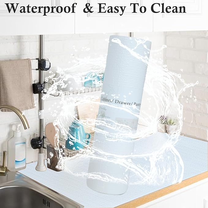 Shelf Liners 10 Inch Wide X 20 Ft Kitchen Cabinet Drawer Liners Non Slip Waterproof Pantry Shelves Refrigerator Liner Non Adhesive Strong Grip Bathroom Drawer Mat Cupboard Closet Shelf Liner