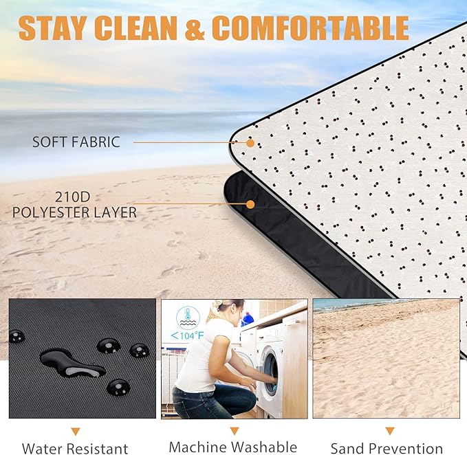 Extra Large Picnic Outdoor Blankets with Carry Strap, Oversized 78"x57" Waterproof & Sand Proof Portable Camping Mat, Outdoor Beach Mat, Indoor (Brown)