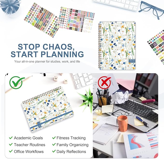 Planner 2026-2027, Weekly and Monthly Academic Planner, July 2026 - June 2027, Hardcover Calendar Agenda Book for School Year Planning, School Supplies for Teacher and Student, A5(6.3'' x 8.5'')