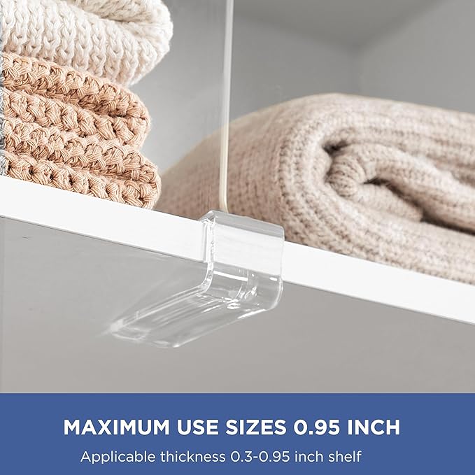 HBlife 8 Pack Clear Shelf Dividers, Vertical Purse Organizer for Closet Perfect for Sweater, Shirts, Handbags in Bedroom and Kitchen, Adjustable Acrylic Bookshelf for Organization