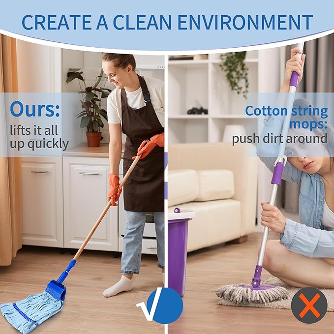 10 Pack - Large Microfiber Tube Mop 400GSM - Heavy Duty Industrial Wet Mop Head Refill, Commercial, Thick Fiber, Replacement Heads, Extra Absorbent