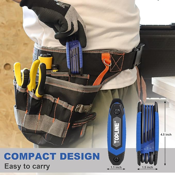 Topline 25-piece Folding Hex Key Set, 3 Pack, Portable Allen Wrenches Sets, SAE, Metric, Allen Key Set for Basic Home Repair and General Applications