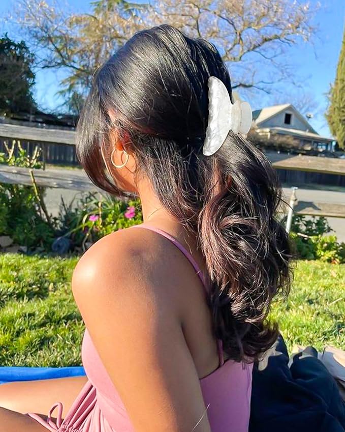 4Pcs Large Acrylic Clips - Big Non-Slip Banana Barrettes for Thick Hair, Strong Hold Jaw Clips for Women Girls