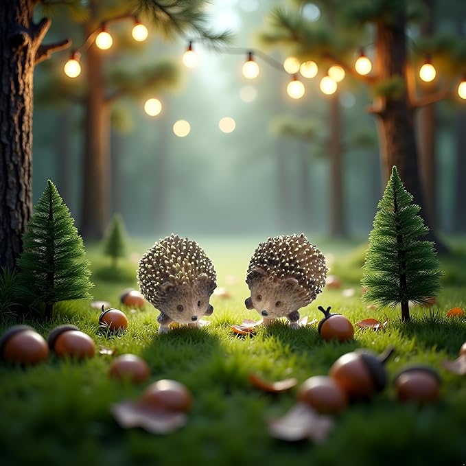2Pcs Mini Hedgehog Resin Figurines,Lively Animal Statues for Fairy Gardens, Bonsai and Plant Pots,Micro Landscape Decor, Miniature Wild Sculptures for DIY Craft and Home Decor