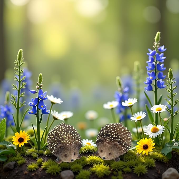 2Pcs Mini Hedgehog Resin Figurines,Lively Animal Statues for Fairy Gardens, Bonsai and Plant Pots,Micro Landscape Decor, Miniature Wild Sculptures for DIY Craft and Home Decor