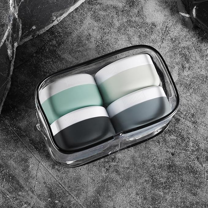 Travel Containers for Toiletries, Silicone Cream Jars BPA-Free, Leak-proof 1.35oz Travel Size Containers, Portable Size Silicone Jars with Lid for Cosmetic Face Hand Body Cream (4 Pack)