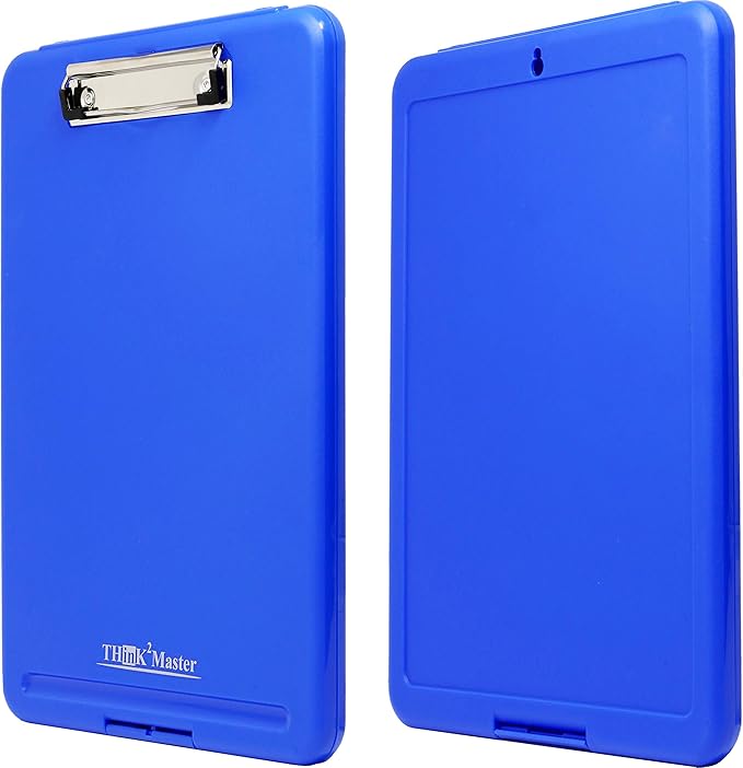 Think2Master Blue Plastic Storage Clipboard. | 25% Heavier & 25% Sturdier| Heavy Duty and Won’t Flex or Bend Like Other Brands (Compare The Weight). Storage Compartment Holds 150 Letter Sized Paper.