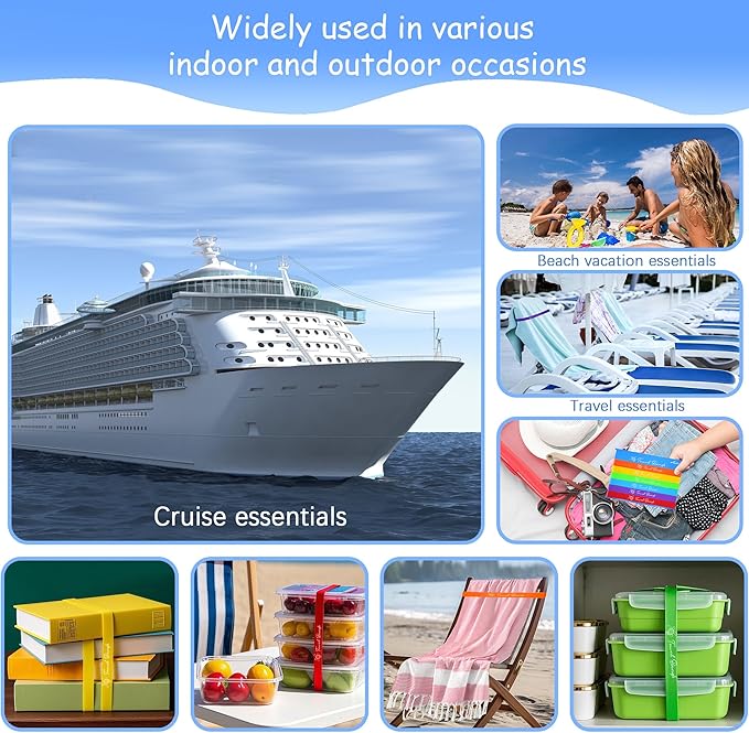 6 Pack Towel Band for Beach Pool Lounge Chair Strap Clip Carnival Cruise Ship Essentials 2026 Packing List Royal Caribbean Card Lanyard Cup Luggage Tag Holder Women Vacation Must Haves Summer Travel