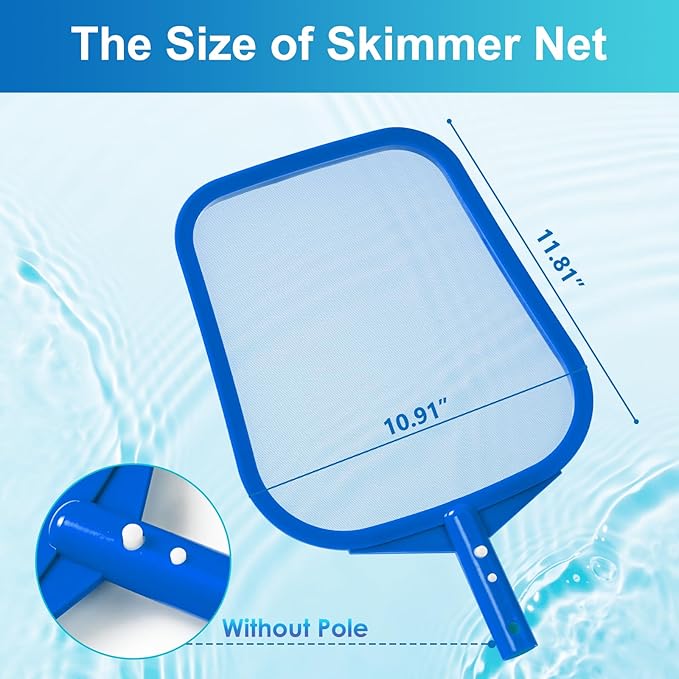 Pool Skimmer - Pool Skimmer Net for Cleaning, Pool Leaf Skimmer Net with Fine Mesh Reinforced Frame, Hot Tub Skimmer Net Filters Out Debris