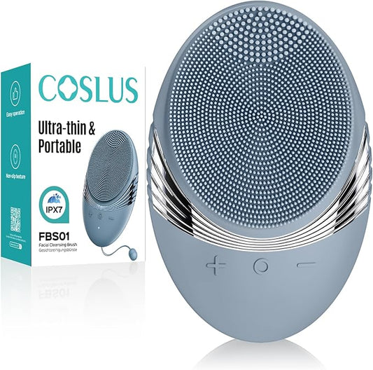COSLUS Face Scrubber Facial Cleansing Brush: 5 Cleansing Modes Silicone Face Wash Scrubber for Men Beard Care, Sensitive Skin - Deep Cleansing & Gentle Exfoliating, Portable for Shower & Travel