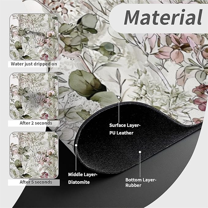 Kitchen Sink Splash Guard，Elegant-forest with flowers Faucet Mat Sink Gadgets-Super Absorbent Fast Drying Mat Drip Catcher for Kitchen, Bathroom,Sink Mat, Dish Drying Mat, Bathroom(15" X 5.5" )