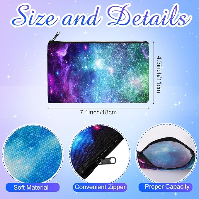 Reginary 20 Pieces Starry Sky Cosmetic Bag for Women Cute Star Roomy Makeup Bags with Zipper Starry Sky Toiletry Bag Pouch Travel Accessory Organizer Gifts, 7 x 4.3 Inches