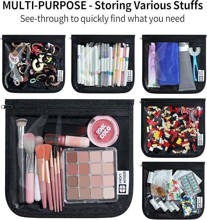 TSA Approved Toiletry Bag, Set of 3 Clear Travel Toiletry Bag Quart Size Zipper Travel Pouch, Waterproof Makeup Cosmetic Bag for Women Men Kids Toiletries Carry on, Black Large