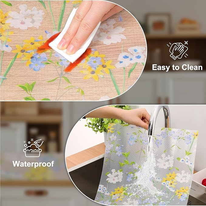 Cooyes Shelf Liner – Premium Non-Adhesive Cabinet & Drawer Liner for Kitchen – Waterproof Shelf Paper with Modern Pattern – Durable EVA Cabinet Mat – Easy to Cut （23.6" W x 236" L）