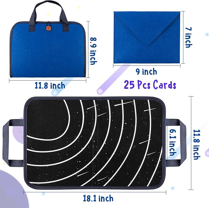 WATINC Travel Felt Board Story Set - 25PCS Portable Felt Board Educational Birthday Gift for Boys & Girls, Themed Storytelling Preschool Early Learning Interactive Play Kit for Toddlers (Space)