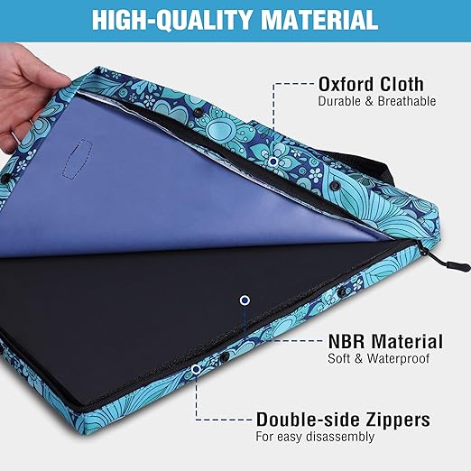 WORKPRO 17" Kneeling Pad with Removable Cover, Soft Pad Cushioning for Knee, Large Foam Kneeler Pad for Gardening, Daily Chores, Workout Supplies, Blue Floral Printing
