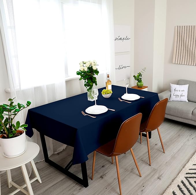 Utopia Kitchen Rectangle Table Cloth 2 Pack (60x102 Inches, Navy Blue), Machine Washable Polyester Table Cover for Dining, Buffet Parties, Picnics, Events, Weddings and Restaurants