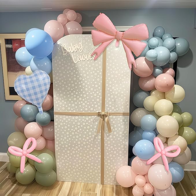 Goose Balloon Arch Kit Pastel Pink Blue Sage Green Balloons Garland Bow Gingham Heart Foil Balloon One Silly Goose Birthday Party Decorations Girl Dusty Pink Blue Yellow Duck Baby Shower Gender Reveal