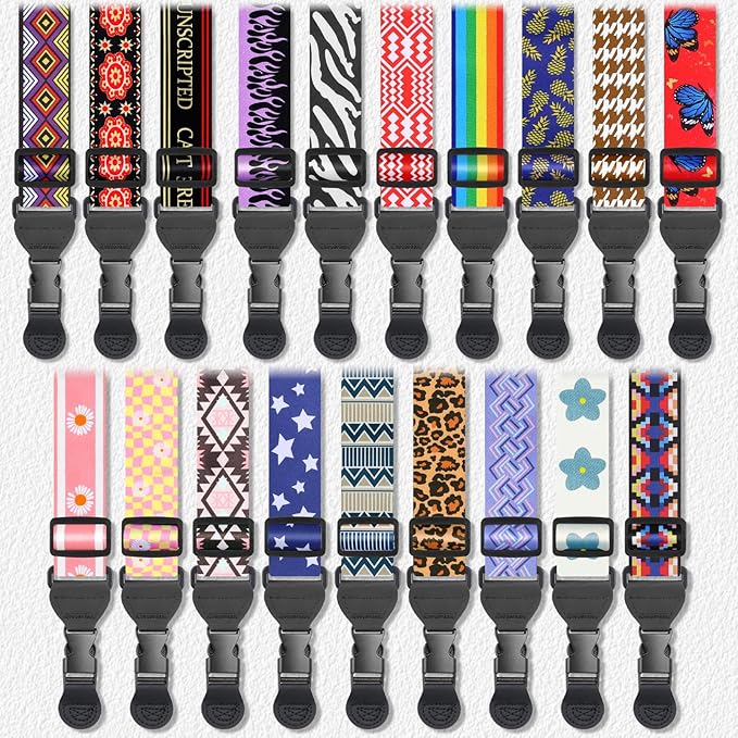 Blue Floral Shoulder Strap, Adjustable Camera Strap with 2 Sets of Quick-Release Buckles, Comfortable Neck Strap for iPad, Tablet, Camera, Laptop, Binocular, Luggage Bag
