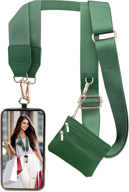 XANGNIER Clip and Go Strap for Phone with Wallet Crossbody, Phone Strap with Zippered Wallet, Adjustable Anti Theft Cellphone Lanyard for Women, Cellphone Chain Accessories,Multicolor 14