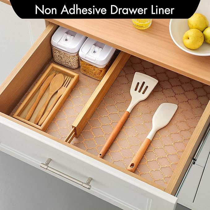 Cooyes Shelf and Drawer Liners for Kitchen Cabinets, Non-Adhesive Cabinet Liner, EVA Waterproof Durable Non-Slip Drawer Mats for Shelves, Fridge, Storage, Kitchen Cupboards – Modern Pattern