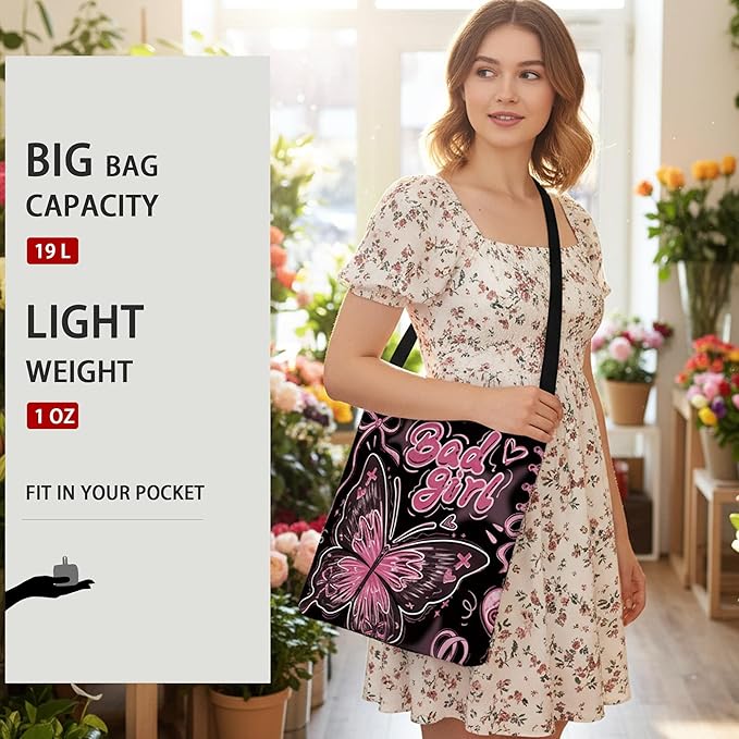 BeeGreen Octopus Ultimate Crossbody Tote Bag - Beach Reusable Grocery Shopping Bag - Foldable Compact Portable Sturdy Bags