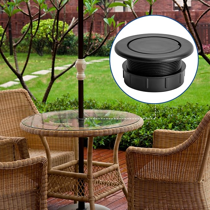 DECOHS 2 Pcs 2 Inch Parasol Umbrella Hole Ring Plug and Cap Set, Thicker Patio Table Hole Cover Insert, Deck Table Umbrella Holes Plug Replacement Parts for Outdoor Patio Table Garden Yard