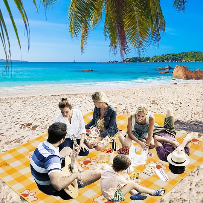 Sand Free Beach Blanket Waterproof Sandproof Beach Mat Lightweight Water Proof Outdoor Blankets Extra Large Picnic Blanket for Travel, Grass, Beach, Hiking, Camping, Concert, Festival