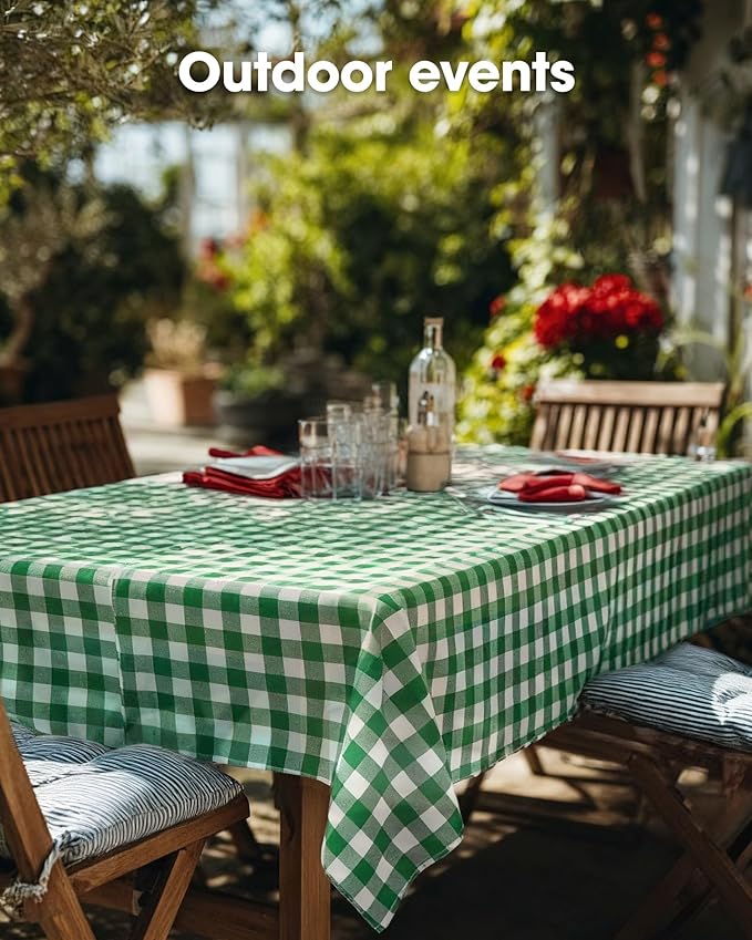 Pureegg Premium Use and Throw Table Covers 10 Pack 54x108 Inch Black for Rectangular Tables, Green Plaid
