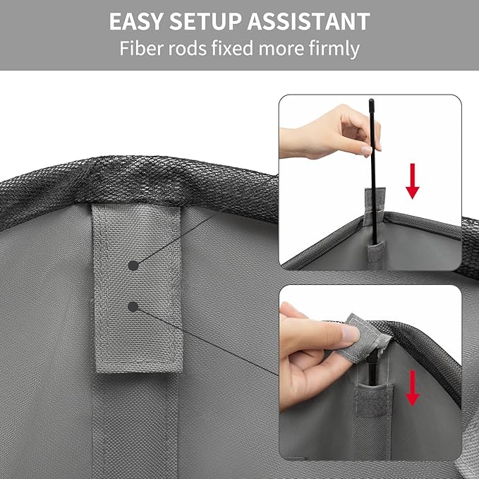 Chrislley 45L Slim Laundry Hamper Narrow Laundry Basket with Handle Foldable Dirty Clothes Portable Skinny Hamper Organizer Storage Bins (22 inches, grey)