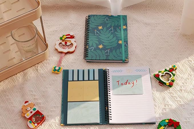 A5 Spiral Sticky Notebook,with 9 pads of decorated sticky notes and a handy notebook,Note Pads Teacher Appreciation Gift Writing Memo Pads School Office Supplies and Daily Life Organization (Blues)