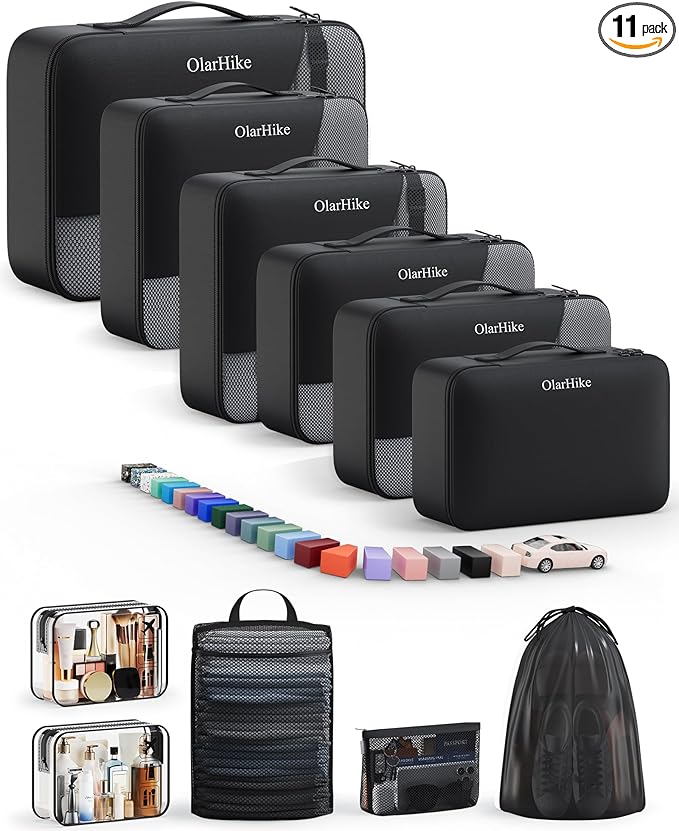 11 Set Packing Cubes for Travel, Gifts for Women Mom, Anti-Tearing Suitcase Organizer, OlarHike Vacation Essentials & Accessories for Cruise Ship