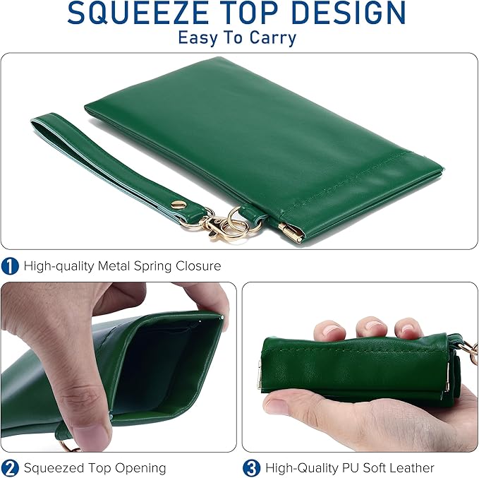 2Pack Leather Glasses Case for Women Men Book-like Hard Shell Eyeglass Bag With Carrying Strap Soft Sunglasses Pouch