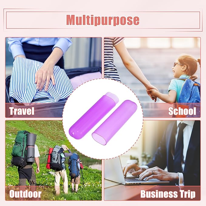 VOCOSTE 2 Pcs Toothbrush Travel Case, Plastic, Lightweight, Purple Blue, 7.48"x1.06"