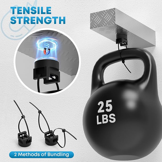 20Pcs Magnetic Zip Tie Mount Heavy Duty Magnetic Cable Zip Tie Base, Tie Mounts, Magnetism Wire Clamps, Magnet Zip Ties Holders, Zip Tie Organizer Magnet Wire Management Clips