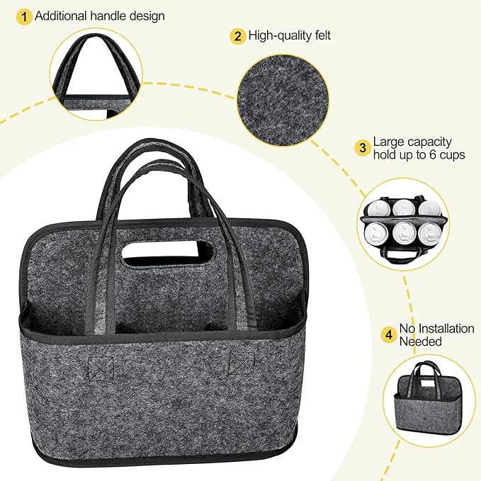 Resovo Enlarged 6 Cups Drink Carrier with Handle, Reusable Drink Carrier for Delivery, Assembly-Free Portable Coffee Holder Cup Holder Bag, Coffee Caddy with Double-Handle for Car, Take Out, Outdoors