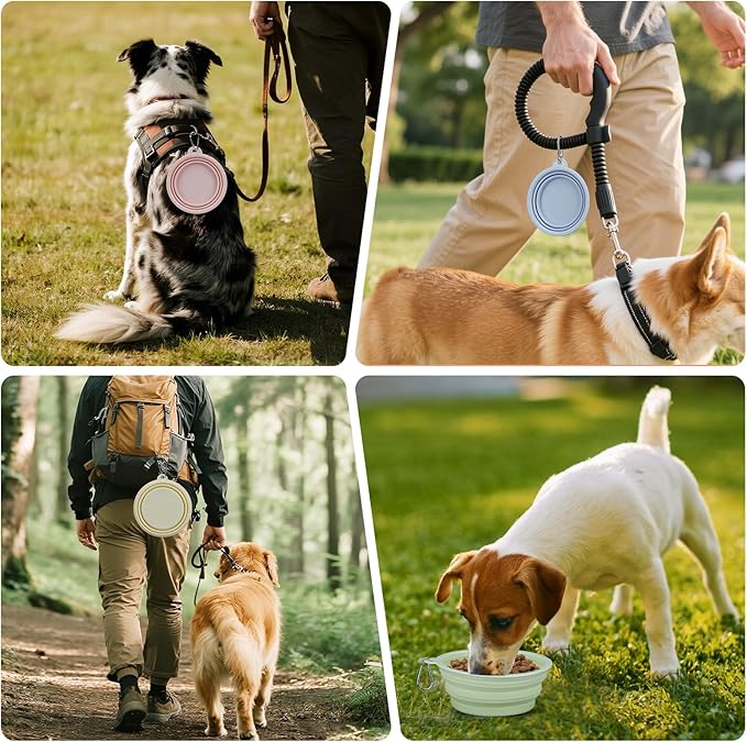 2-Pack, LeeRound Portable Dog Bowl,Food-Grade Silicone Collapsible Dog Bowls Small, Dogs Bowl Travel for Water Food Walking and Hiking