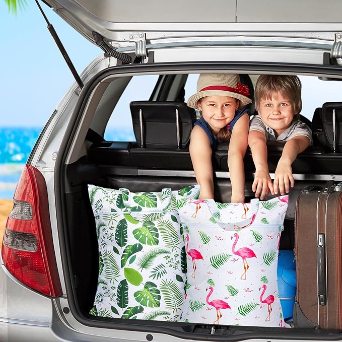 2 Pcs Large Travel Laundry Bags - Waterproof with Handle, Washable Dirty Clothes Bags for Travel, Wet/Dry Bag for Gym, Swimming Pool, College Dorm