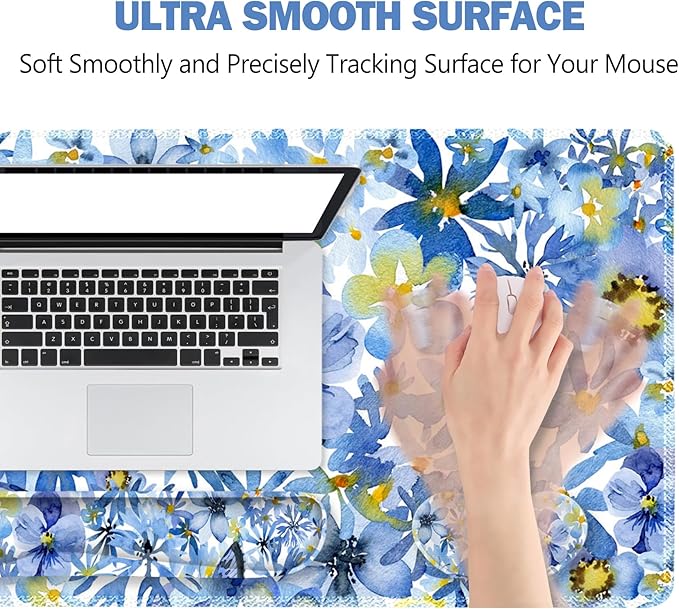 ToLuLu Desk Mat, Gaming Mouse Pad Wrist Support 4 in1 Set, XXL Large Mouse Pad + Keyboard Wrist Rest + Memory Foam Cushion Mouse Wrist Rest for Pain Relieve + Coaster Computer, Butterfly Loves Flower