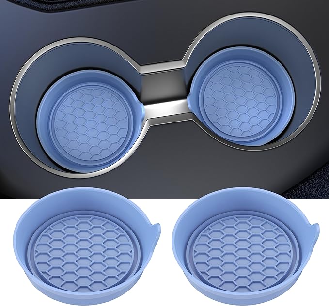Amooca Car Cup Coaster Universal Automotive Waterproof Non-Slip Cup Holders Sift-Proof Spill Holder Car Interior Accessories 2 Pack Gray Blue