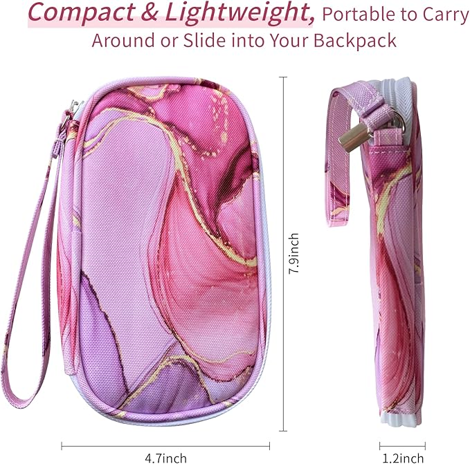 Electronics Organizer Travel Case, Cable Organizer Travel Essentials Tech Pouch,Suitable for Charger, Cable, Phone，Flash Drive,Pink Marble