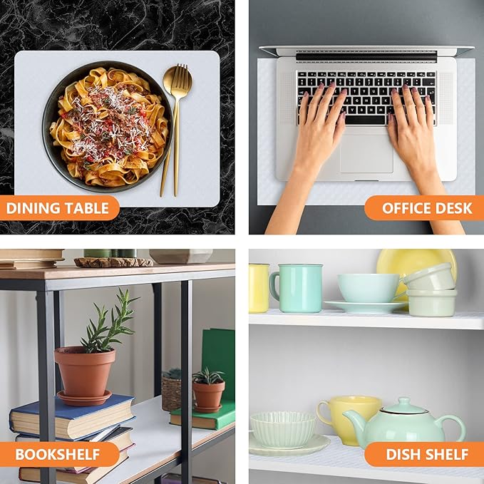 White Shelf Liner Kitchen Cabinet Liners Refrigerator Liners Waterproof & Oil-Proof Kitchen Cupboard Liner Drawer Mats EVA Material Non Adhesive Washable Fridge Liner for Shelves 35.4 x 236.2 Inches