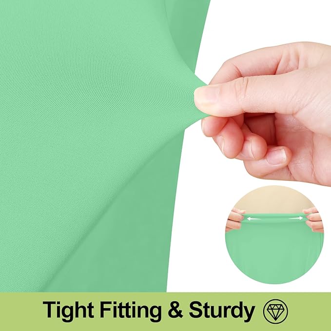 Smiry Spandex Tablecloth 2 Pack, Elastic Fitted Stretch Tablecloth for 6FT Rectangle Tables, Waterproof Washable Table Cover Skirt for Wedding, Banquet & Parties (Bright Green, 72Lx30Wx30H Inch)